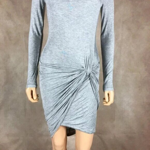 Gray Long Sleeve Bodycon Dress NWT M - Picture 4 of 9